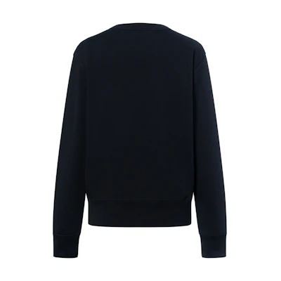 (Women) Acne Studios SS22 Black Oversized Crewneck Sweatshirt with Face Logo. AI0096-900