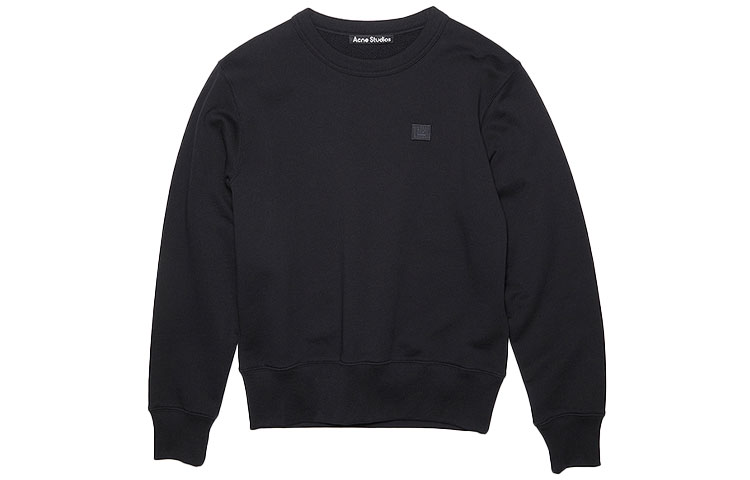 Order (W) Acne Studios SS22 黑色宽松圆领卫衣带笑脸标志 AI0096-900