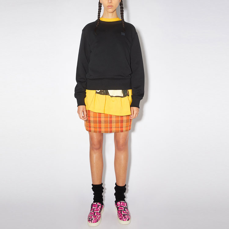 Lookbook (W) Acne Studios SS22 黑色宽松圆领卫衣带笑脸标志 AI0096-900