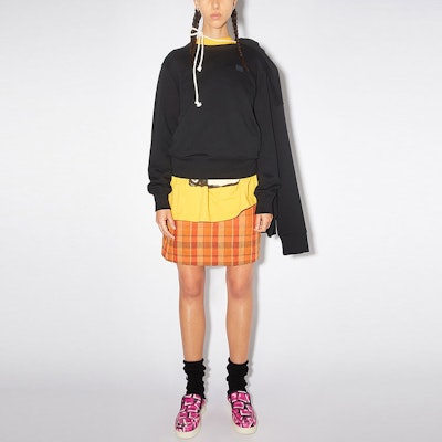 (Women) Acne Studios SS22 Black Oversized Crewneck Sweatshirt with Face Logo. AI0096-900 Purchase (Women) Acne Studios SS22 Black Oversized Crewneck Sweatshirt with Face Logo. AI0096-900