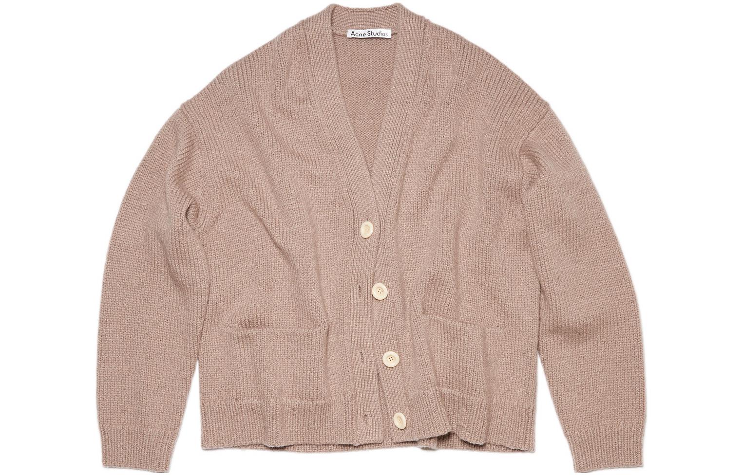 (Women) Acne Studios SS22  Brown V-Neck Wool Sweater Pullover. A60336-ADV