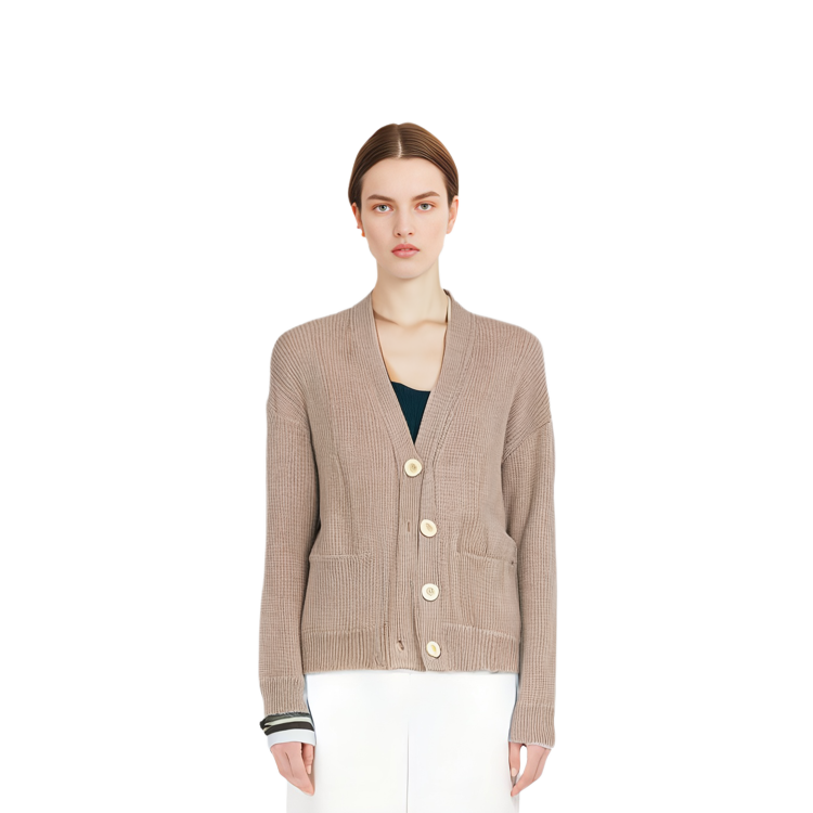 Details for (Women) Acne Studios SS22  Brown V-Neck Wool Sweater Pullover. A60336-ADV