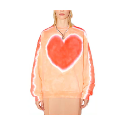 (Women) Acne Studios SS22 Crewneck Heart Print Pullover Sweatshirt Orange. AI0119-CUI