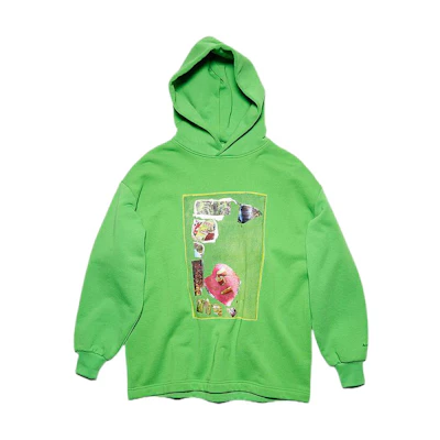 (Women) Acne Studios SS22 Green Printed Oversized Hoodie Pullover. AI0122-AB8