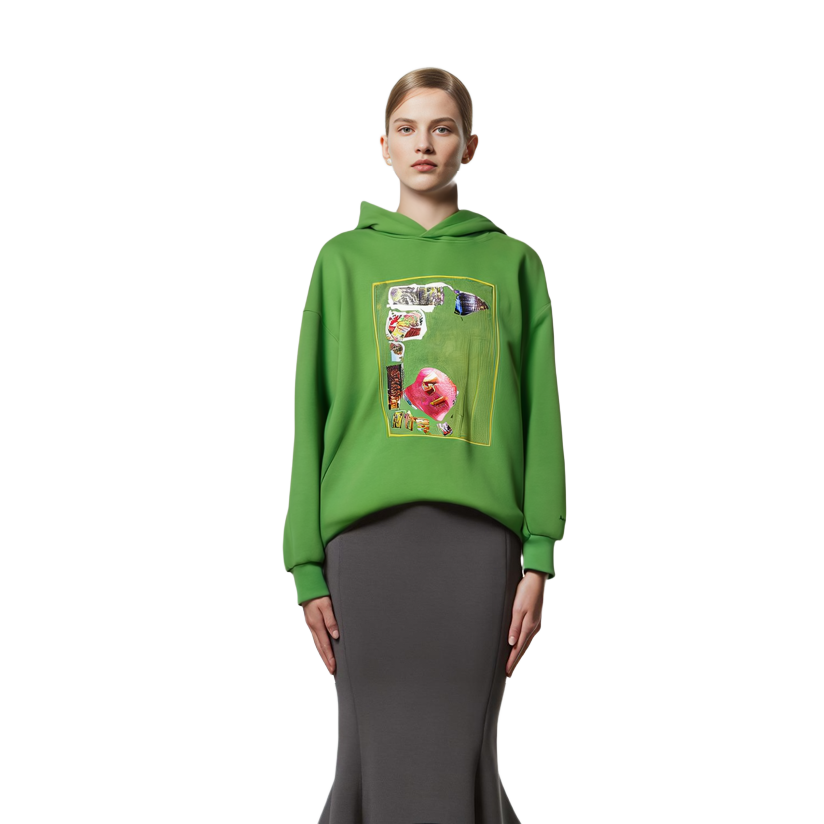 Purchase (W) Acne Studios SS22绿色印花宽松连帽衫套头衫. AI0122-AB8