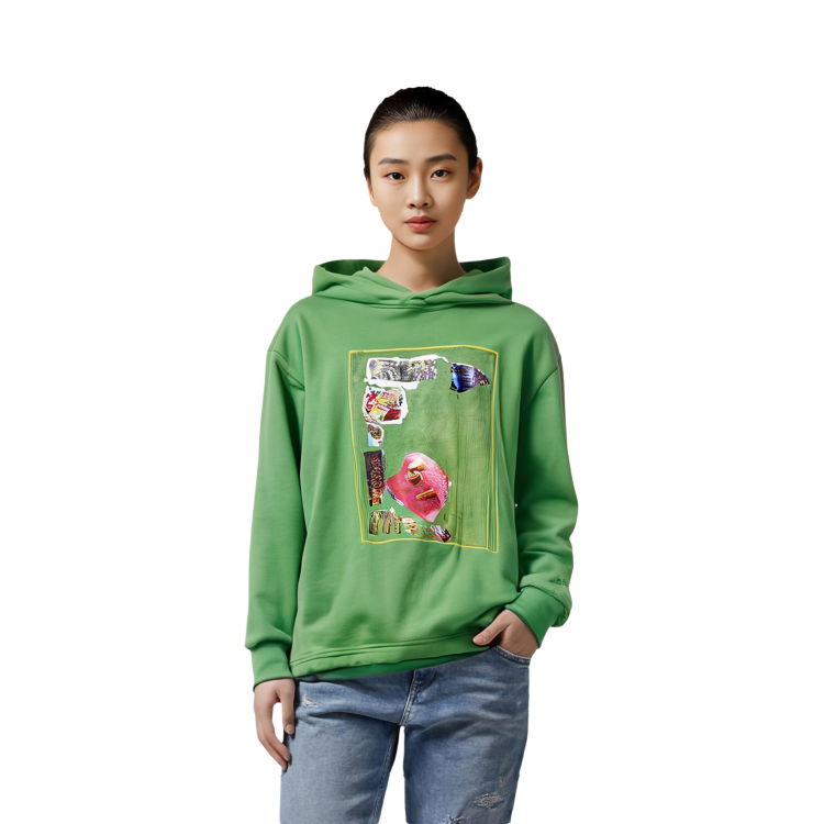 Details for (W) Acne Studios SS22绿色印花宽松连帽衫套头衫. AI0122-AB8