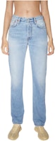 (Women) Acne Studios SS22 High-Waisted Distressed Straight-Leg Jeans Blue Denim. A00344-228 (Women) Acne Studios SS22 High-Waisted Distressed Straight-Leg Jeans Blue Denim. A00344-228