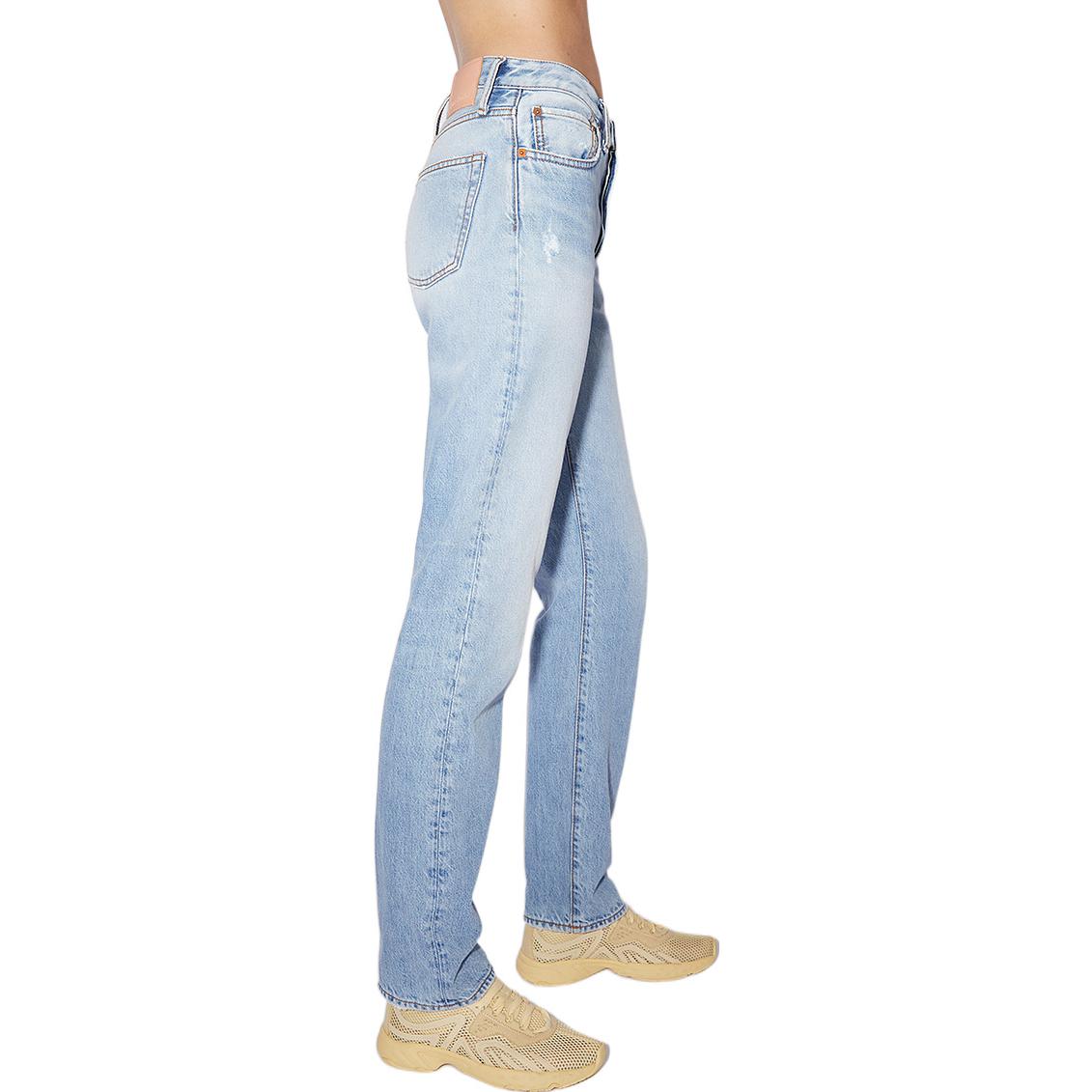 Shop (W) Acne Studios SS22 高腰做旧直筒牛仔裤 蓝色丹宁裤。 A00344-228