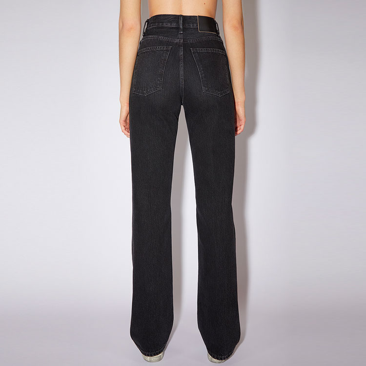 Shop (W) Acne Studios SS22 高腰喇叭黑色牛仔裤 复古纯棉。 A00342-900