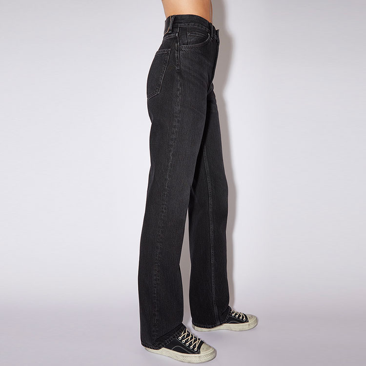 Purchase (W) Acne Studios SS22 高腰喇叭黑色牛仔裤 复古纯棉。 A00342-900