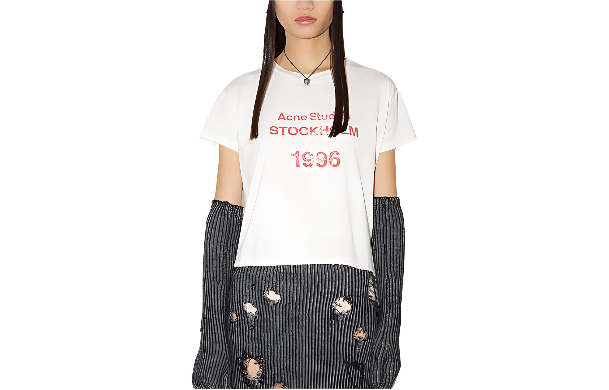 (Women) Acne Studios SS22  Logo Print T-Shirt Light Orange AL0285-ACA