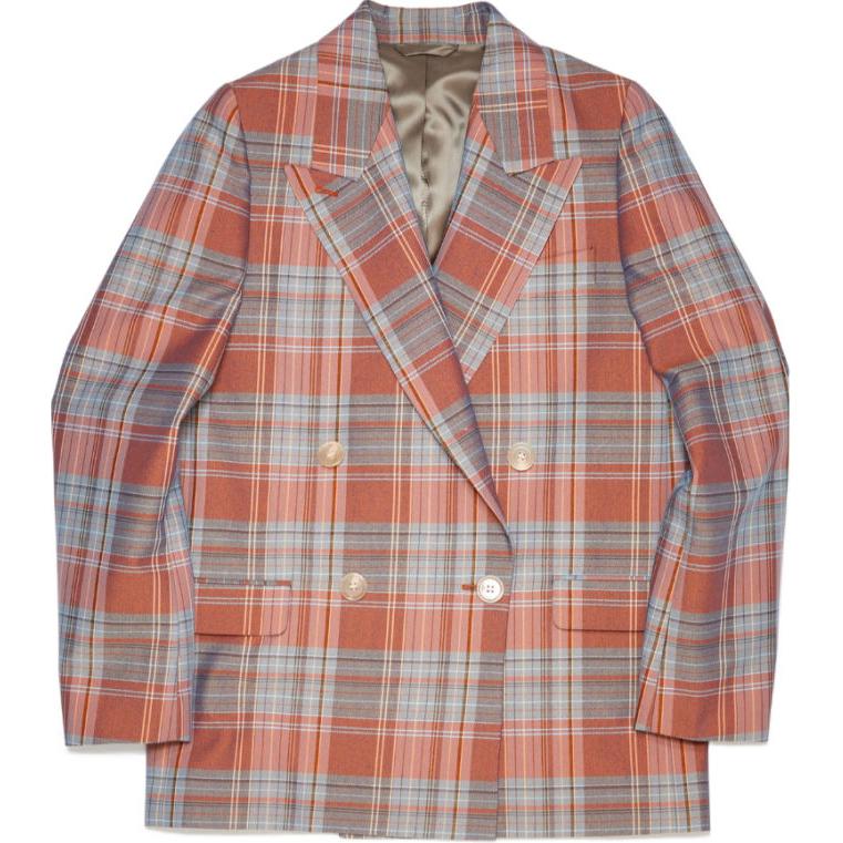 (Women) Acne Studios SS22  Multi-Color Plaid Double-Breasted Blazer Jacket AH0191-AO9