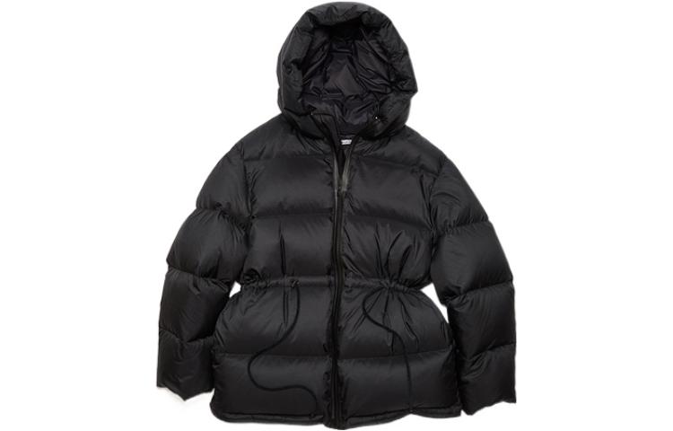 (Women) Acne Studios SS22  Quilted Drawstring Waist Black Hooded Puffer Jacket A90471-900