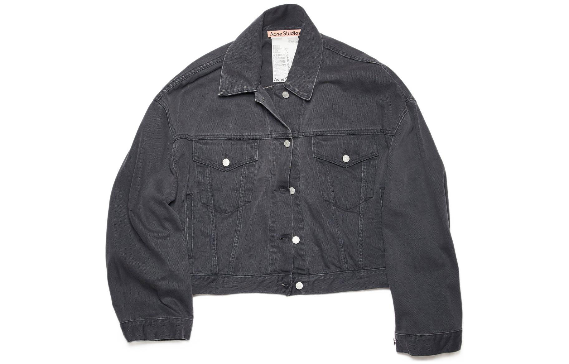Order (W) Chaqueta Acne Studios SS22 de Mezclilla Vintage Manga Larga en Gris Oscuro. A90424-AA3