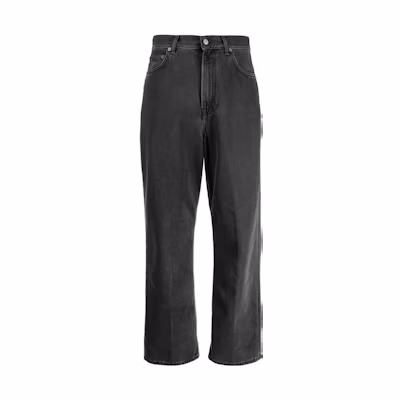 (Women) Acne Studios SS22 Vintage Washed High-Waist Wide-Leg Jeans Black Grey. A00372-AA3