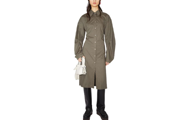 Order (W) Vestido Midi Manga Larga sin Espalda Acne Studios SS22 - Gris Verde A20443-CVD