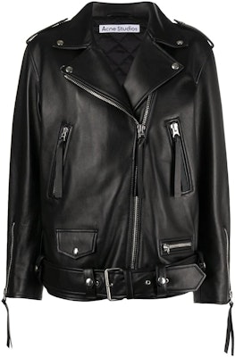 (W) Chaqueta de Cuero Negra Acne Studios SS22 con Bolsillos Laterales de Cremallera. A70070900-BLACK Buy (W) Chaqueta de Cuero Negra Acne Studios SS22 con Bolsillos Laterales de Cremallera. A70070900-BLACK