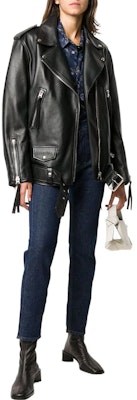 (W) Chaqueta de Cuero Negra Acne Studios SS22 con Bolsillos Laterales de Cremallera. A70070900-BLACK Lookbook (W) Chaqueta de Cuero Negra Acne Studios SS22 con Bolsillos Laterales de Cremallera. A70070900-BLACK