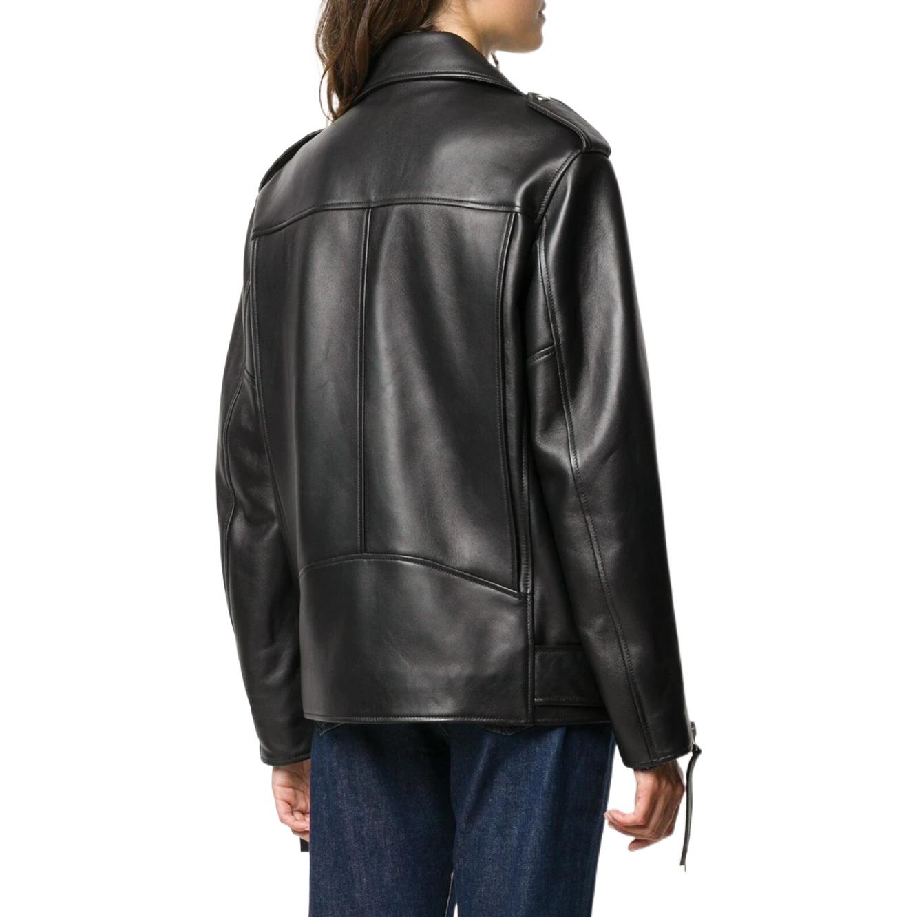 Shop (W) Chaqueta de Cuero Negra Acne Studios SS22 con Bolsillos Laterales de Cremallera. A70070900-BLACK