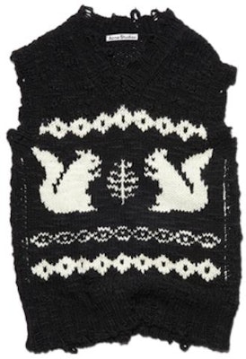 (W) Acne Studios SS22 Suéter sin mangas negro de lana con estampado animal. A60379-J83 Buy (W) Acne Studios SS22 Suéter sin mangas negro de lana con estampado animal. A60379-J83