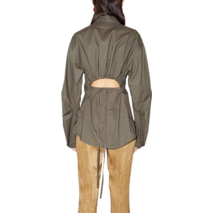 Shop (W) Camisa Manga Larga Acne Studios SS22 Corte en Cintura Gris-Verde AC0521-CVD