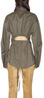 Shop (W) Acne Studios SS22 灰绿色镂空腰长袖衬衫 AC0521-CVD