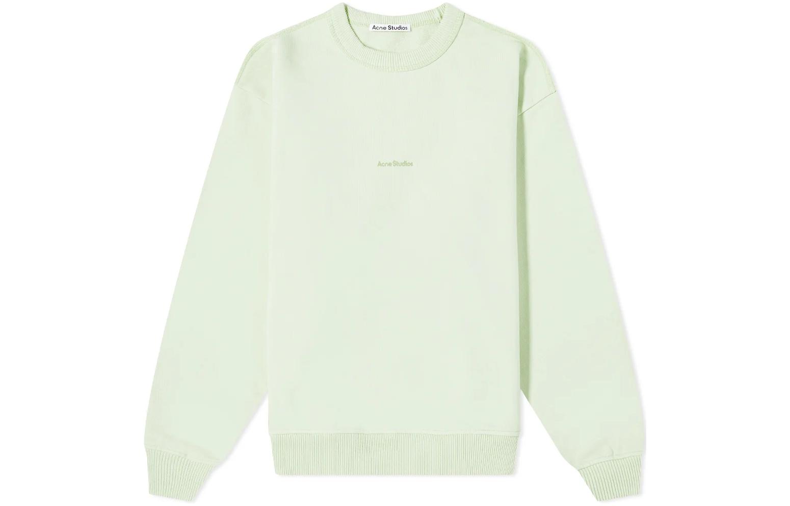 (Women) Acne Studios SS22 Embroidered Logo Crewneck Sweatshirt Women’s Light Green. AI0067-ABI