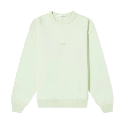 (Women) Acne Studios SS22 Embroidered Logo Crewneck Sweatshirt Women’s Light Green. AI0067-ABI