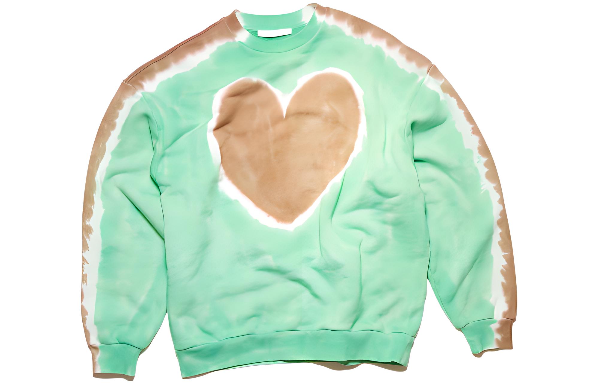 (Women) Acne Studios SS22 Green Tie-Dye Heart Crewneck Sweatshirt AI0119-AH3