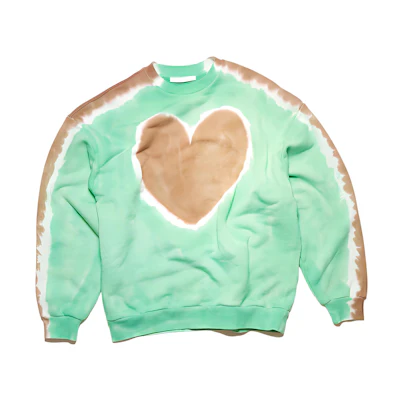 (Women) Acne Studios SS22 Green Tie-Dye Heart Crewneck Sweatshirt AI0119-AH3