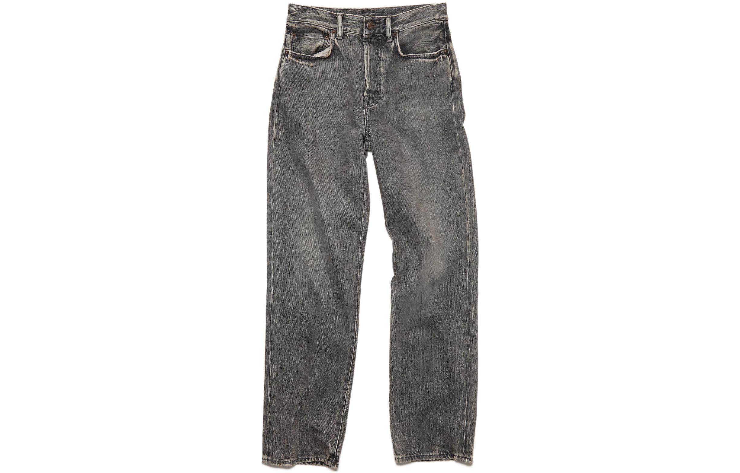 Order (W) Acne Studios SS22 Jeans High-Waist Straight-Leg Wanita Hitam. A00367-900