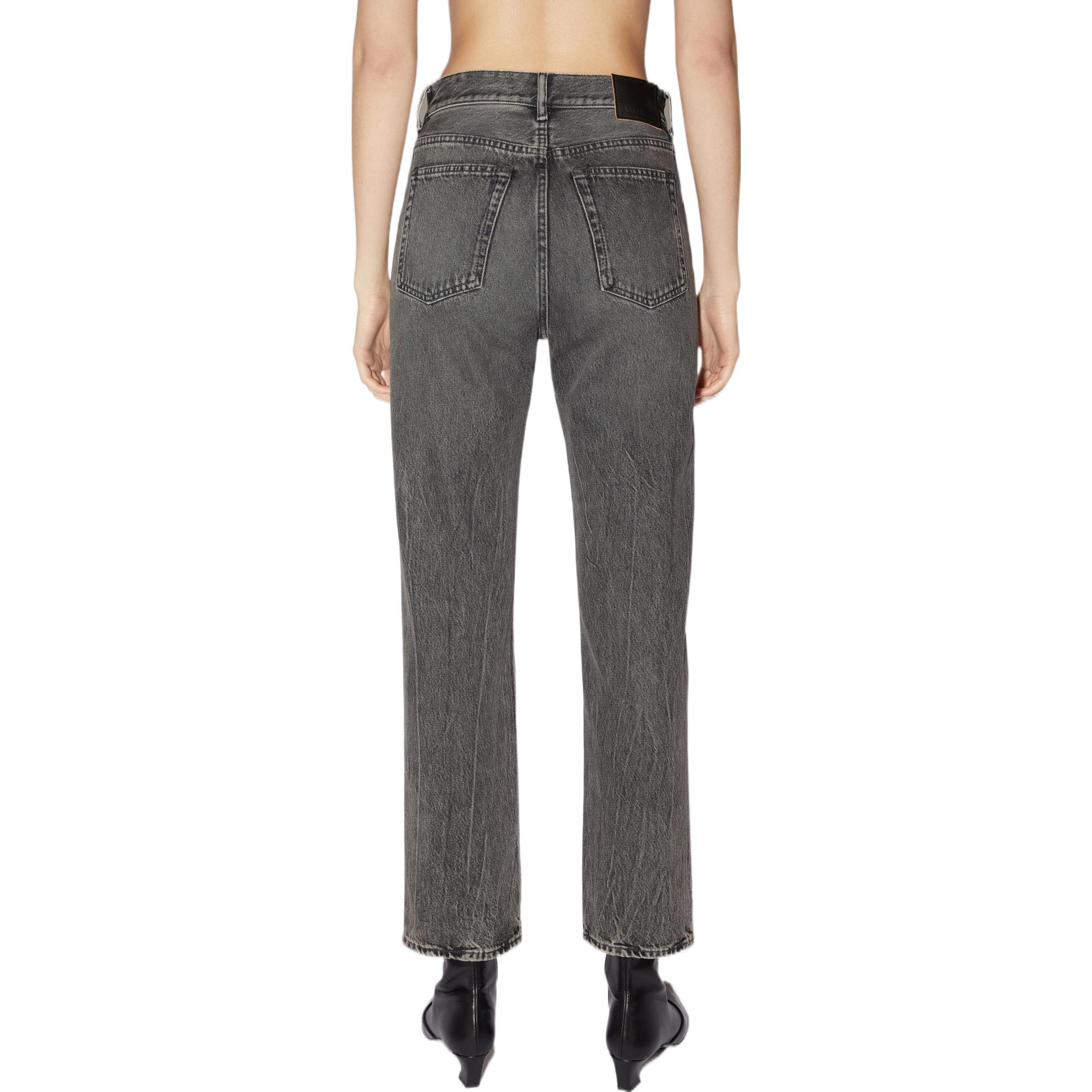 Shop (W) Acne Studios SS22 Jeans High-Waist Straight-Leg Wanita Hitam. A00367-900