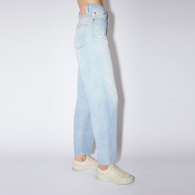 (Women) Acne Studios SS22 High-Waist Washed Straight-Leg Jeans 1993 Women Light Blue A00337-AAV Details for (Women) Acne Studios SS22 High-Waist Washed Straight-Leg Jeans 1993 Women Light Blue A00337-AAV