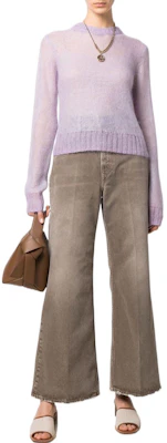 (W) Acne Studios SS22 Jeans High-Waisted Wide-Leg Wanita 2022F Coklat Muda A00346-AEK Lookbook (W) Acne Studios SS22 Jeans High-Waisted Wide-Leg Wanita 2022F Coklat Muda A00346-AEK