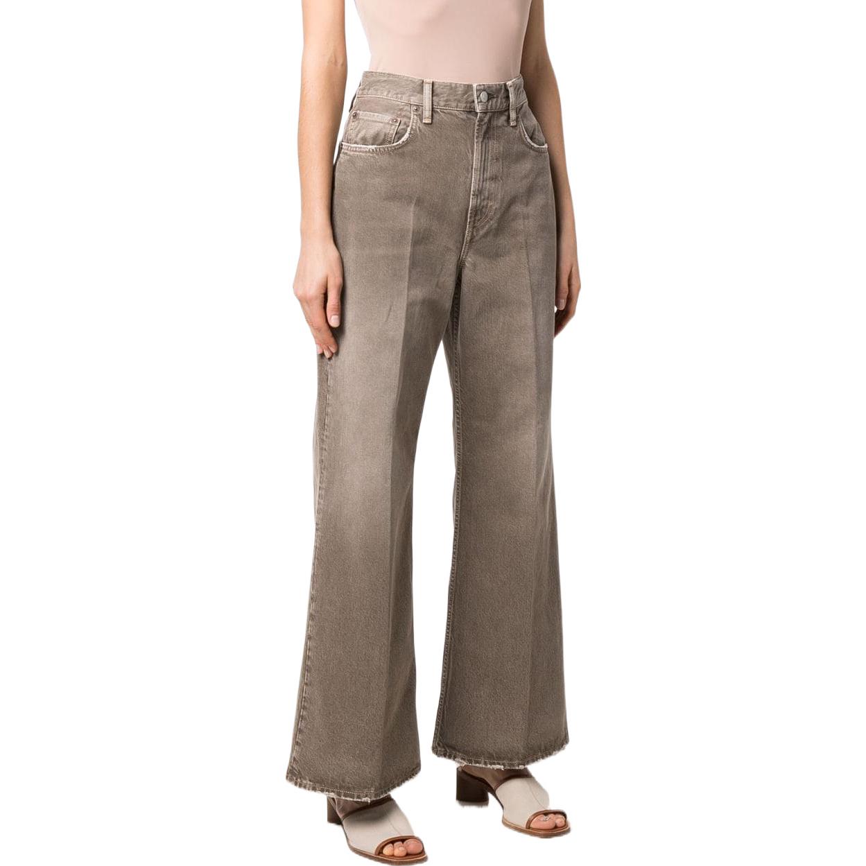 Shop (W) Acne Studios SS22 Jeans High-Waisted Wide-Leg Wanita 2022F Coklat Muda A00346-AEK