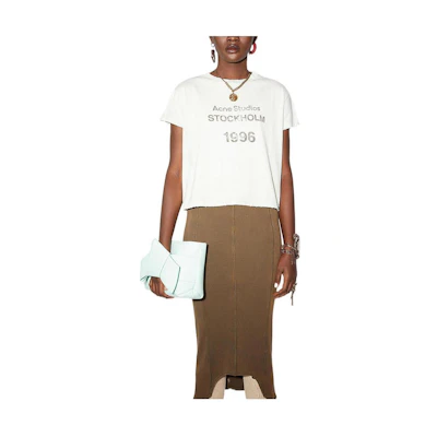 (Women) Acne Studios SS22 Logo Print T-Shirt Light Green. AL0285-ABH