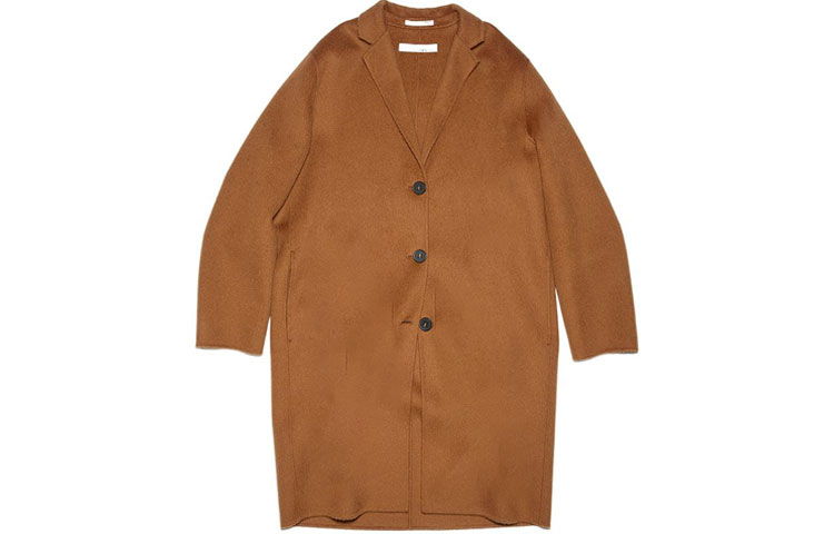(Women) Acne Studios SS22 Minimalist Single-Breasted Wool Coat Women Brown A90411-BUT
