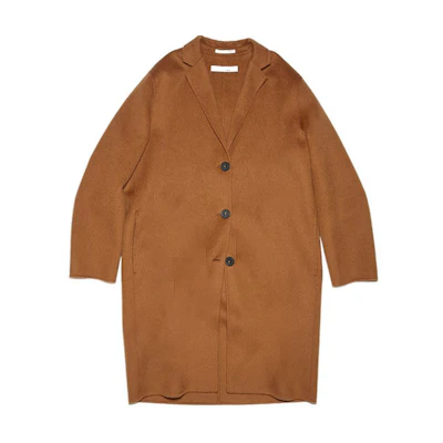 (Women) Acne Studios SS22 Minimalist Single-Breasted Wool Coat Women Brown A90411-BUT
