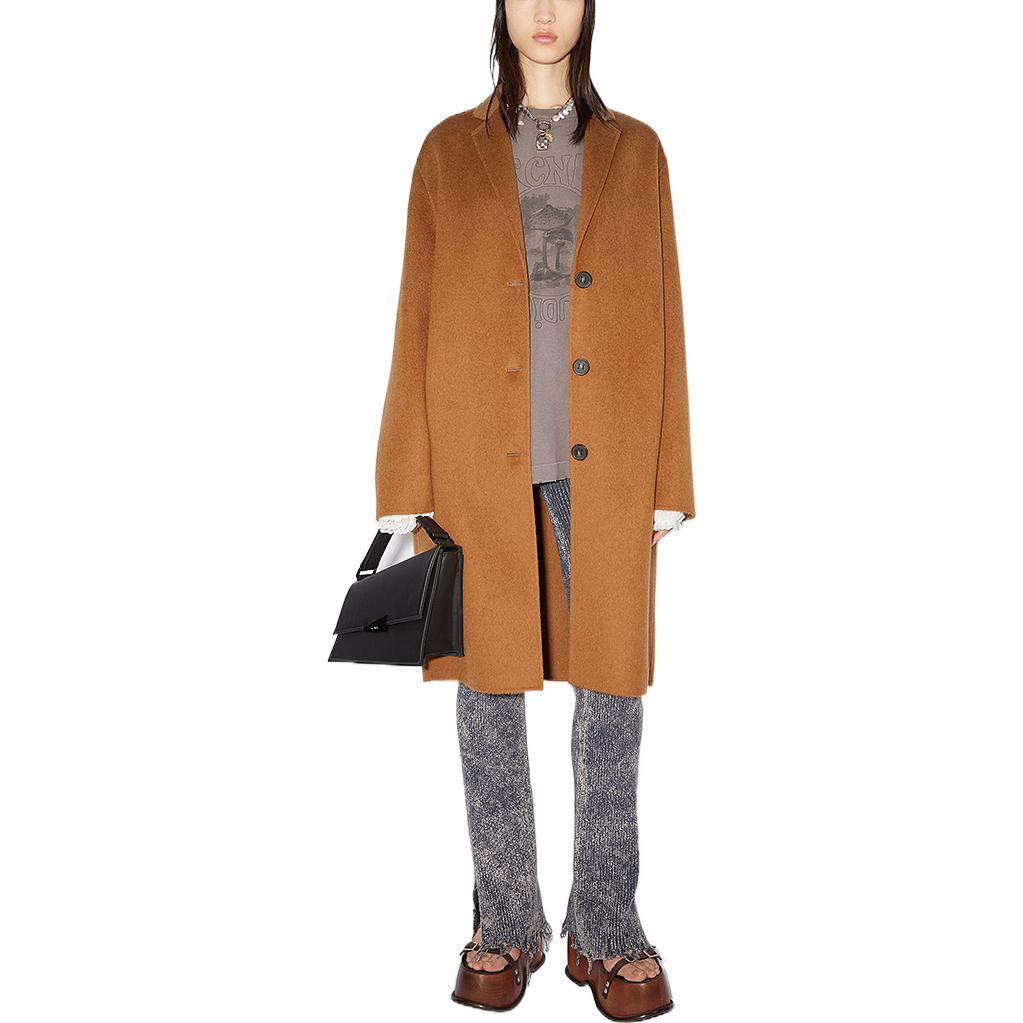 Lookbook (W) Abrigo Minimalista de Lana de Acne Studios SS22 Mujer Marrón. A90411-BUT