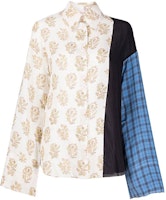 (Women) Acne Studios SS22 Mixed Print Button-Up Long Sleeve Shirt White AC0360-ALD (Women) Acne Studios SS22 Mixed Print Button-Up Long Sleeve Shirt White AC0360-ALD