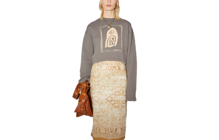 Order (W) Acne Studios SS22 灰色圖案短版圓領衫 AI0118-AFH101