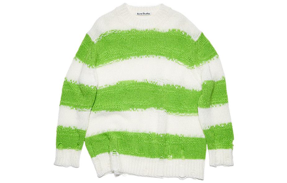 Order (W) Acne Studios SS22條紋破壞風綠色圓領毛衣. A60243-CY8
