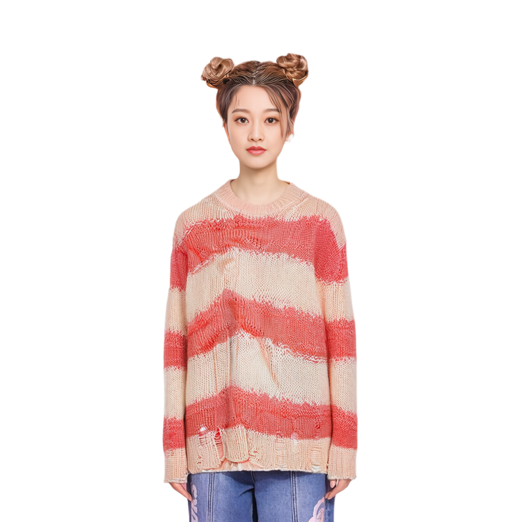 Details for (W) Acne Studios SS22 Baju Jalur Merah Jambu Crewneck Lengan Panjang. A60243-CV0