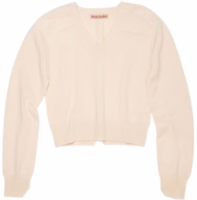 (W) Acne Studios SS22 V領羊毛羊絨針織套頭毛衣 米色 A60343-AEB Buy (W) Acne Studios SS22 V領羊毛羊絨針織套頭毛衣 米色 A60343-AEB