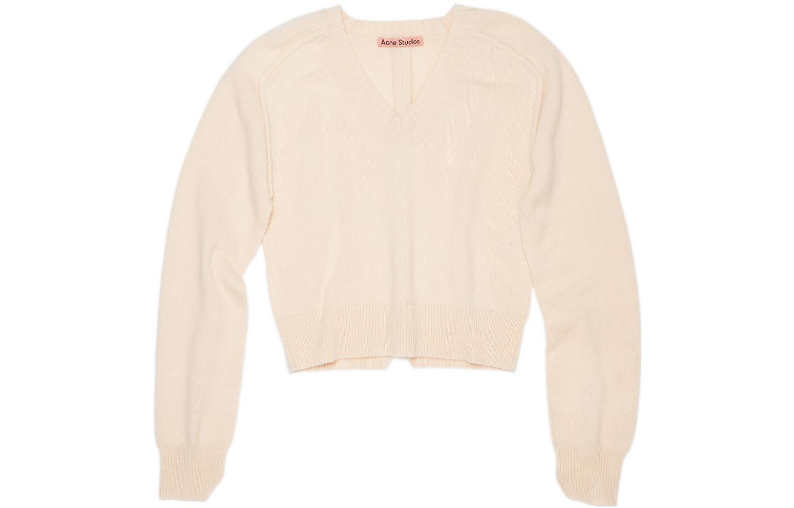 Order (W) Acne Studios SS22 V領羊毛羊絨針織套頭毛衣 米色 A60343-AEB