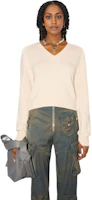 Lookbook (Women) Acne Studios SS22 V-Neck Wool Cashmere Knit Pullover Sweater Beige A60343-AEB