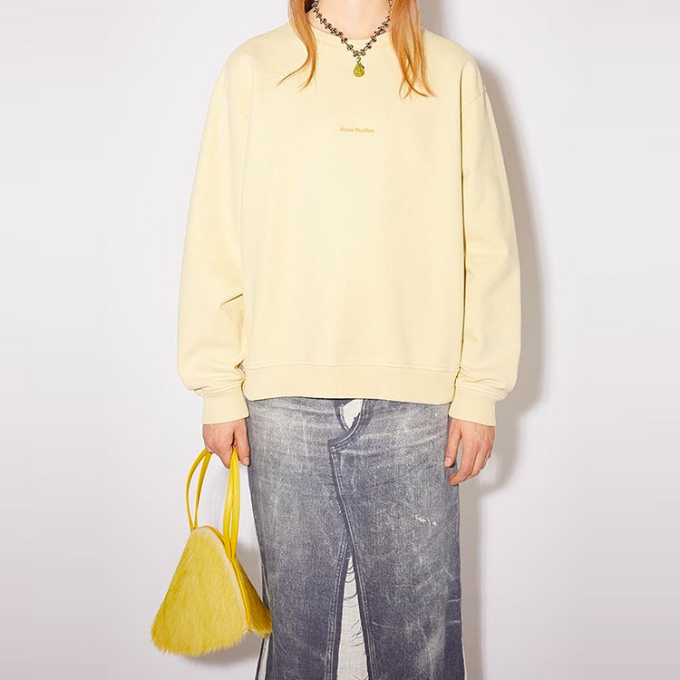 Lookbook (W) 아크네 스튜디오 SS22 옐로우 오버사이즈 크루넥 긴팔 스웻셔츠 여성. AI0067-ABV