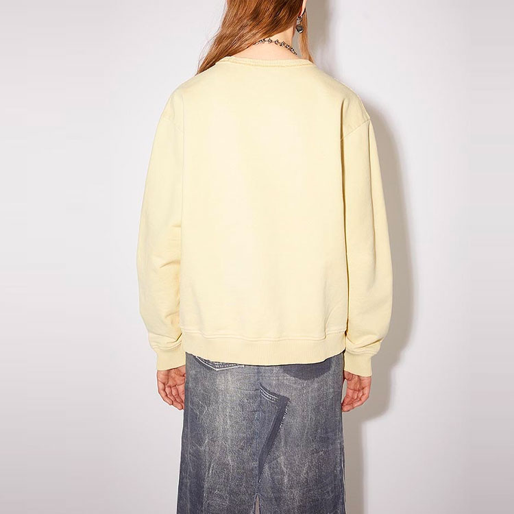 Shop (W) 아크네 스튜디오 SS22 옐로우 오버사이즈 크루넥 긴팔 스웻셔츠 여성. AI0067-ABV