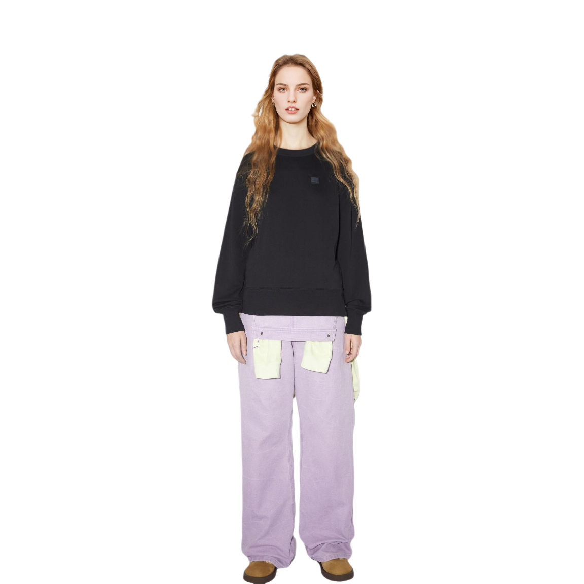 Lookbook (Women) Acne Studios SS23  Black Pullover Sweater with Face Logo. CI0140-900