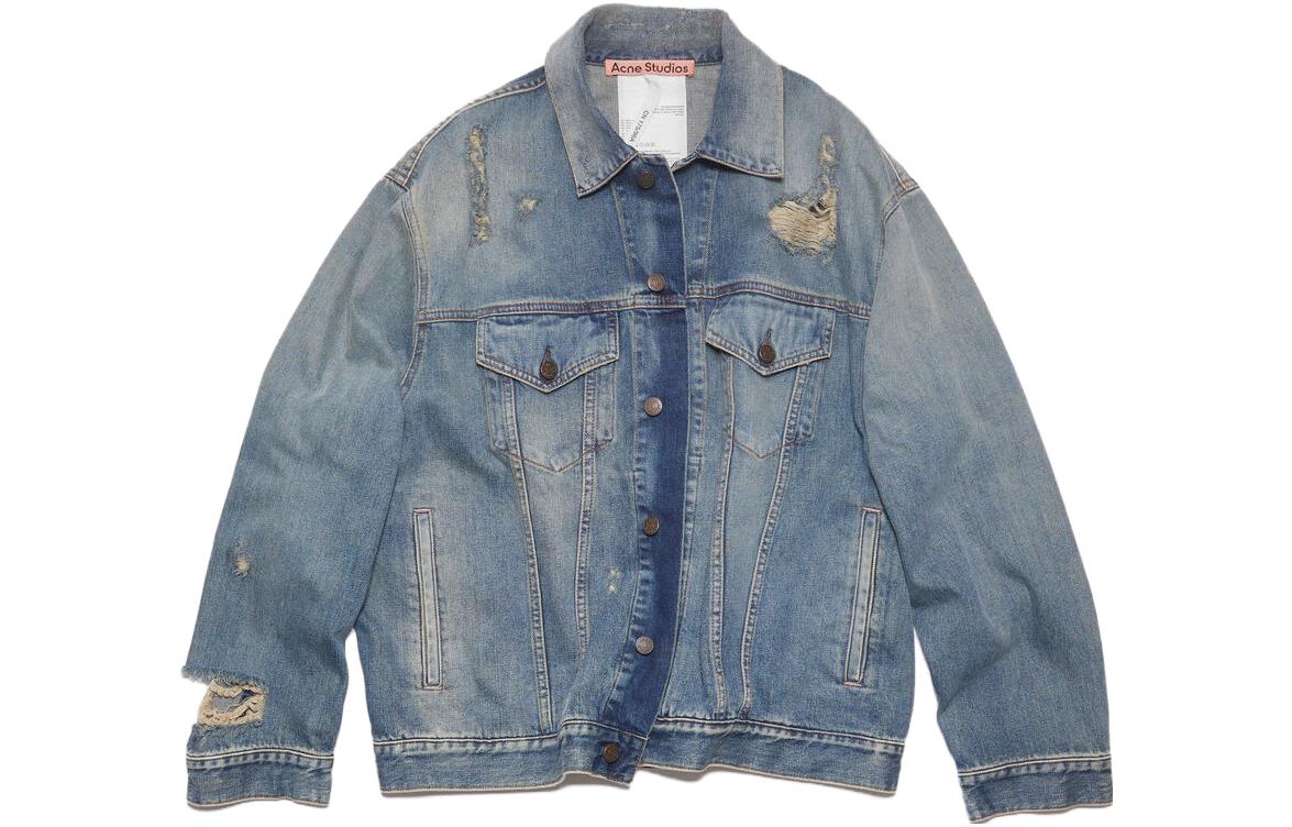 (Women) Acne Studios SS23  Blue Washed Distressed Denim Jacket. C90125-AUZ
